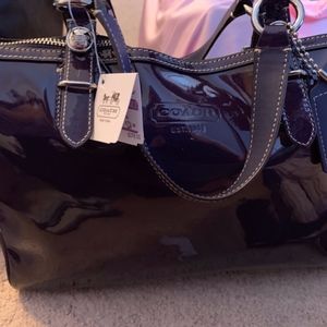 Coach Purple/Navy Patent Leather Satchel